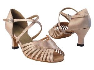 2717 135 Light Brown Satin with 2.5" Low Heel in the photo 