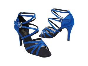 5008 247 Gem Blue Satin_Black Mesh_397 with 3.5" Stiletto Heel in the photo 