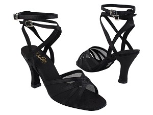 5009 38 Black Satin_Black Mesh with 3" Heel in the photo 