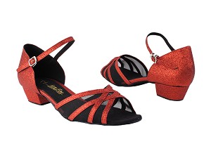 6027FT 21 Red Stardust_80 Black Mesh with 1" Women Heel in the photo 