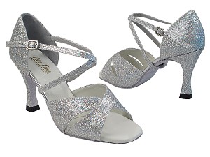 6029 6 Silver Sparklenet_X-Strap Arch with 3" High Heel in the photo 
