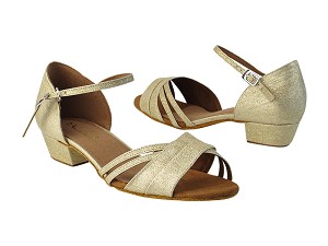 6030FT 19 Gold Glitter Satin with 1" Women Heel in the photo 
