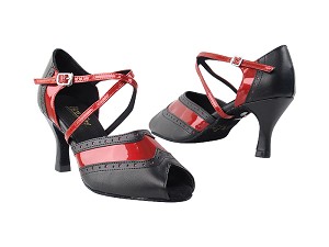 6035 140 Black PU_131 Red Patent Trim with 3" heel in the photo 