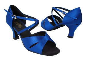 6829 247 Gem Blue Satin_X-Strap Arch with 2.5" Low Heel in the photo 