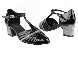 6829 Black Patent_172 Grey Scale_T_H with 2" Thick Cuban Heel in the photo 