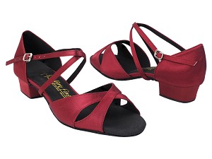 803FT 122 Burgundy Satin with 1" Women Heel in the photo 