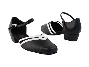 8881 140 Black PU_139 White PU Trim with 1" heel in the photo 