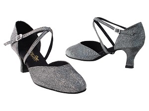 9691 105 Glitter Black Satin with 2.75" heel in the photo 