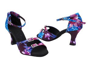 C1620 198 Blue Purple Flower Satin_Stone with 2.5" PG Heel in the photo 