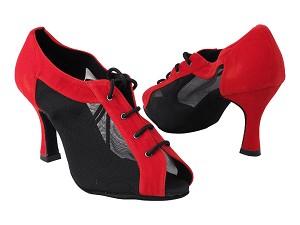 C1644 251 Red Velvet_Black Mesh with 3" Flare Heel in the photo 