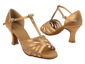 C16612 211 Tan Satin_Flesh Mesh with PG-11046_2.5" Heel in the photo 