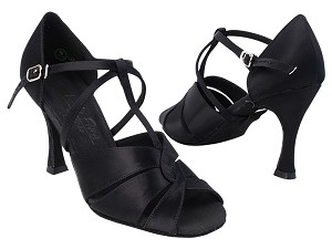 C6006 154 Black Satin_X-Strap Arch with YTG-1173_3.5" Heel in the photo 