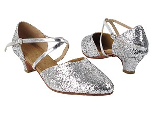 C9691 36 Silver Sparkle with 5028_1.2" Cuban Heel in the photo 