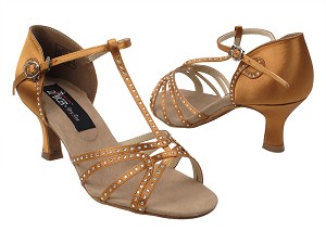 CD2802 301 Copper Tan Satin with 2.5" Flare Heel in the photo 