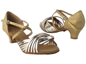 S1001 213 Soft Gold PU_F_55 Gold Scale_B with 1.2" Cuban Heel in the photo 