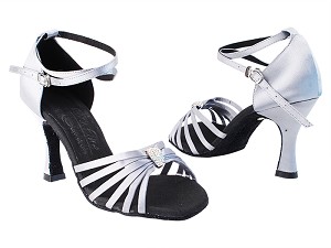 S92311 180 Grey Satin with 3" Flare heel in the photo 