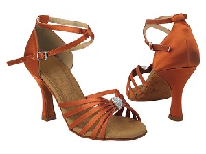 S92311 212 Dark Tan Satin with YQG-11045_3" Heel in the photo 