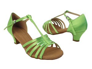 S9273 137 Green Satin with 1.2" Cuabn Heel in the photo 