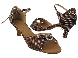 SERA1154_255 Coffee White Dots Satin with 2040_2.5 inch Heel in the photo 