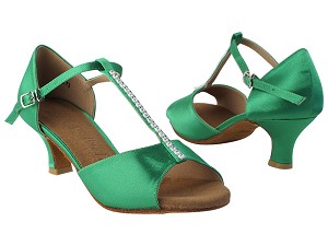 SERA1609 138 Dark Green Satin_Stone with 2" Slim heel in the photo 