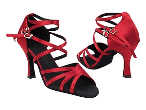 SERA1662B 139 Dark Red Satin with 3" Heel in the photo 