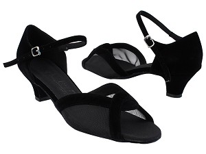 SERA1675 254 Black Velvet_Black Mesh with 1.3" Cuban Heel in the photo 