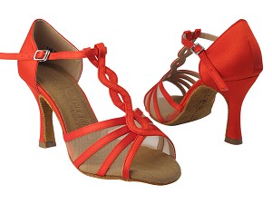 SERA1692 118 Red Satin_Flesh Mesh with 3" Heel in the photo 
