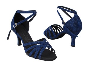 SERA2613 190 Glitter Dark Blue Satin with 3" Flare Heel (5059) in the photo 