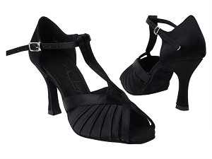 SERA2707 154 Black Satin with 5059_3 inch Flare Heel in the photo 