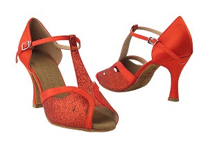 SERA2800 7 Red Stardust_118 Red Satin with 3" heel in the photo 