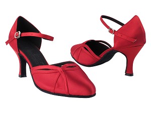 SERA3540 139 Dark Red Satin with 3" Flare heel in the photo 