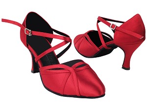 SERA3540 139 Dark Red Satin_X-Strap Arch with 11006_2.75" Heel in the photo 