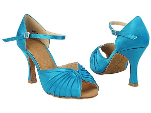 SERA3830 123 Teal Satin with 5059_3" Flare Heel in the photo 