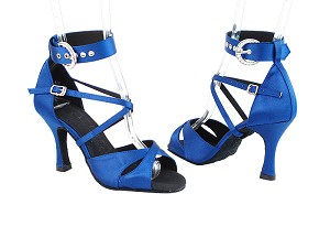 SERA7002 114 Dark Blue Satin with 3" Heel in the photo 