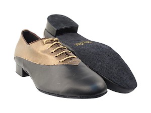 2504 59 Copper PU_B_Black Leather_F with 1" Standard Heel in the photo 