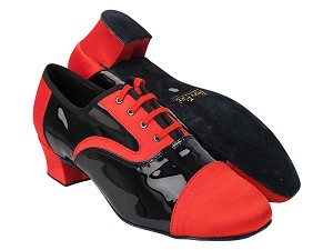 916102 112 Red Satin_F_B_58 Black Patent_M with 1.5" Latin Heel in the photo 