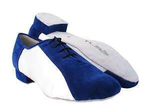BB915109LEDSS Blue Suede_80 White Satin with 1" heel in the photo 