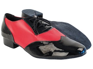 CM100101 Black Patent_Red Leather with 1" Standard Heel in the photo 