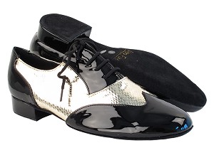 M100101 Black Patent_22 Snake Gold with 1" Standard Heel in the photo 