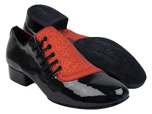 S2519 7 Red Stardust_75 Black Patent PU with 1" Standard Heel in the photo 