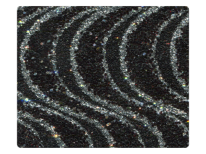 213 Black_Silver Wave Glitter Fabric Swatch 