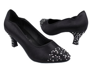 SERA5501 Black Satin with 2.5" low heel in the photo 