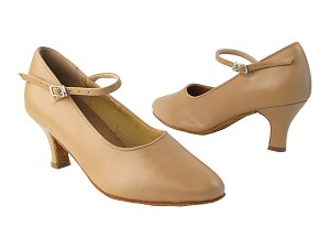 SERA5522 Beige Brown Leather with 2.5" low heel in the photo 