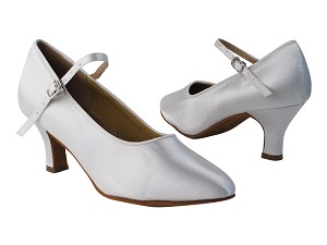 SERA5522 White Satin with 2.5" low heel in the photo 